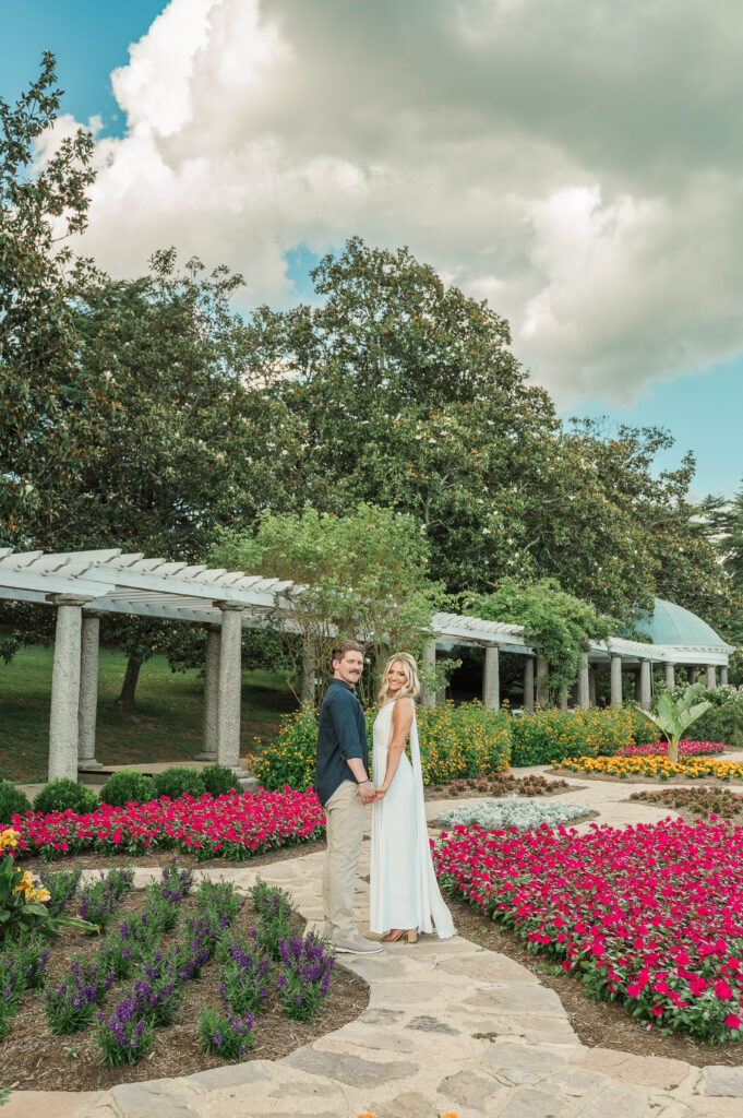 Couple standing in Italian Garden at Maymont