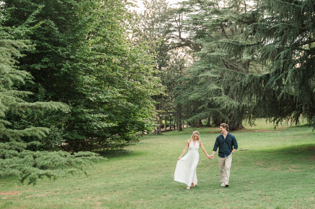 couple walking in gardens