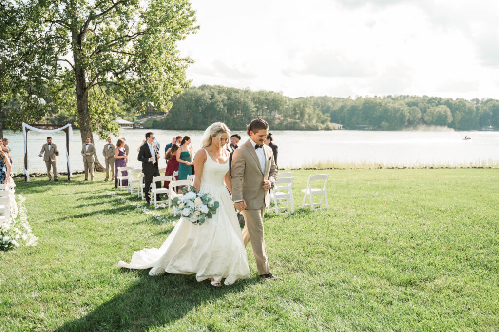 couple walking after ceremony