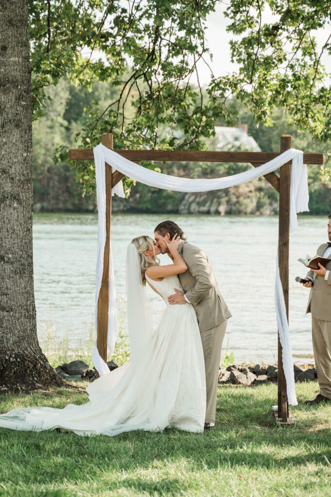 First Kiss after couple is announced as husband and wife