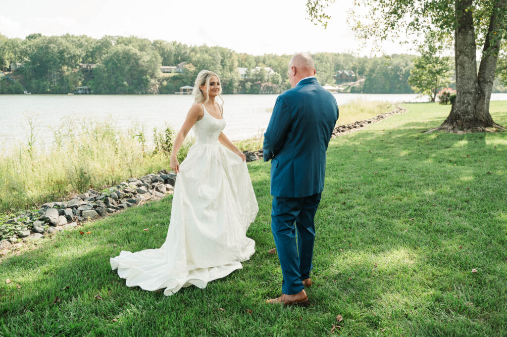 Jordan showing off her dress to her dad at Seay Point