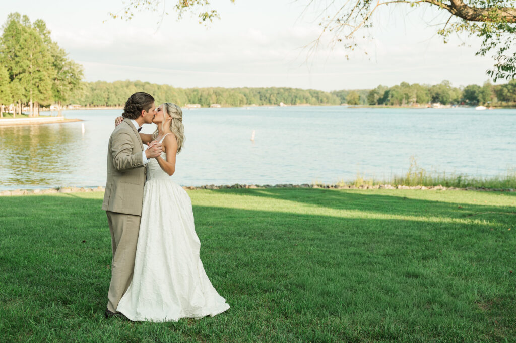 couple dancing lakeside