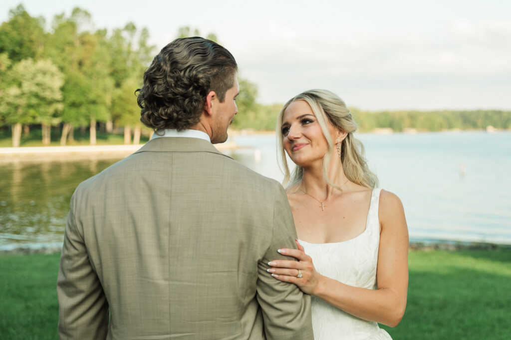bride gazing at groom