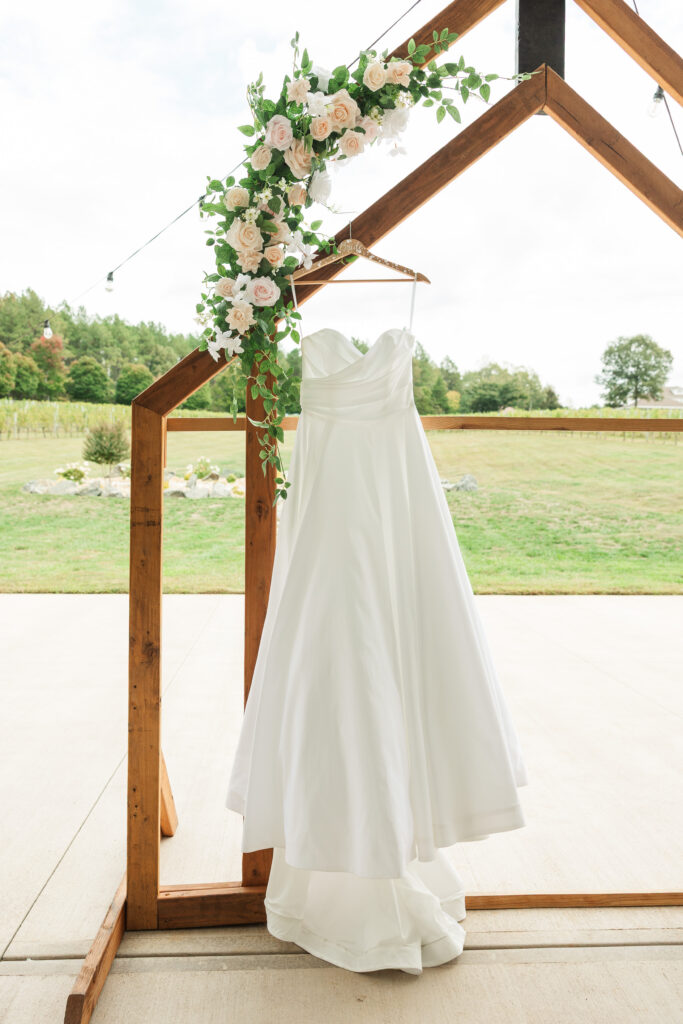 wedding dress on hanger