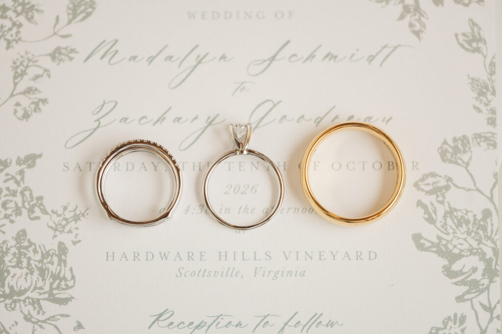 wedding invitation with wedding rings