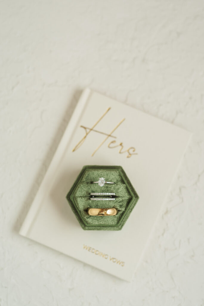 wedding rings on vow book